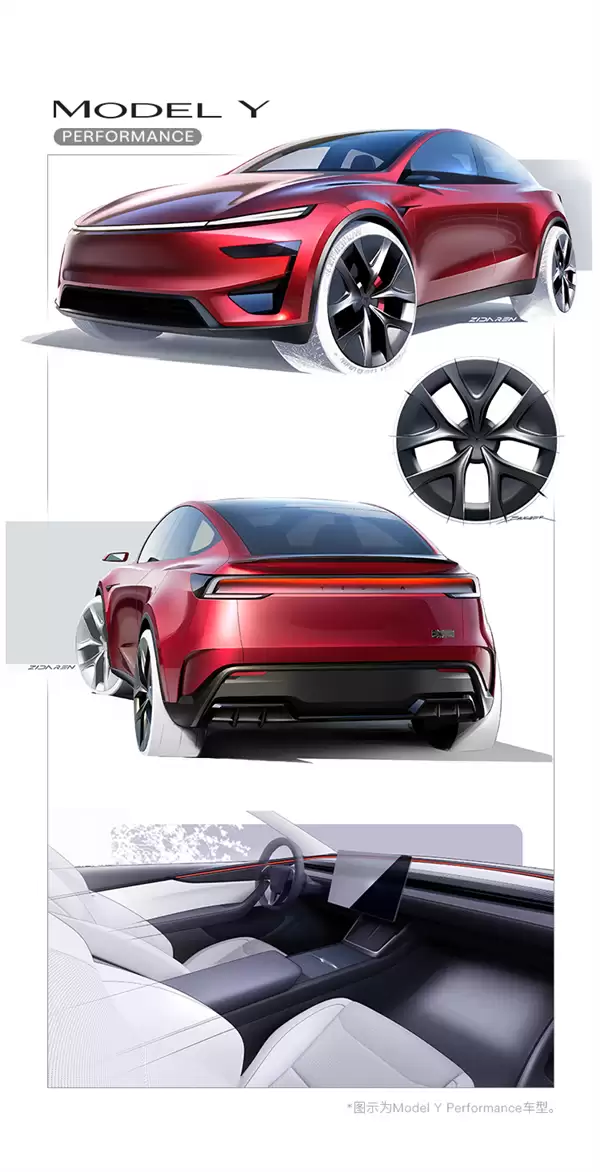 特斯拉官宣“彩蛋”:公开新款Model Y高性能版设计手稿