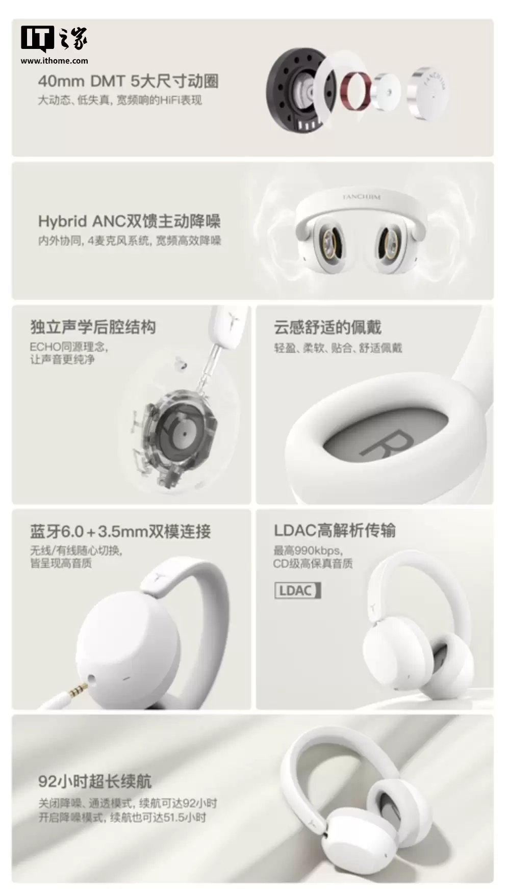 天使吉米 RITA 主动降噪 Hi-Fi 头戴式耳机首销：40mm 单元、独立声学后腔，399 元