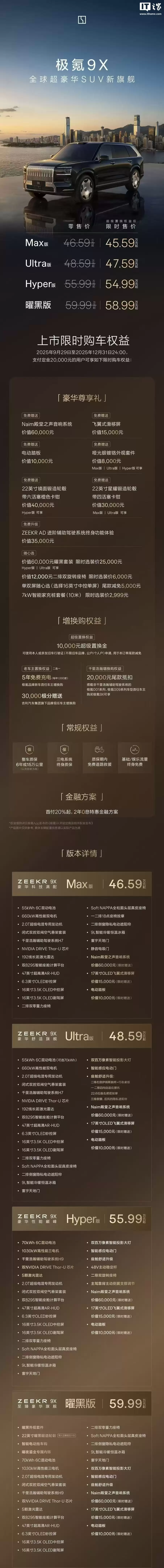 50 万级豪华旗舰 SUV 极氪 9X 本月交付破万，46.59 万元起