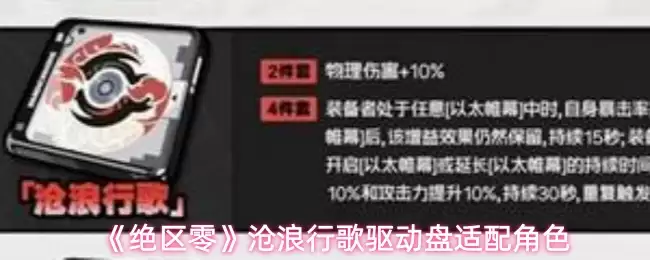 《绝区零》沧浪行歌驱动盘适配角色