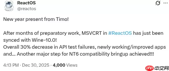 “开源 Windows” ReactOS 向兼容 Windows NT6 迈出关键一步