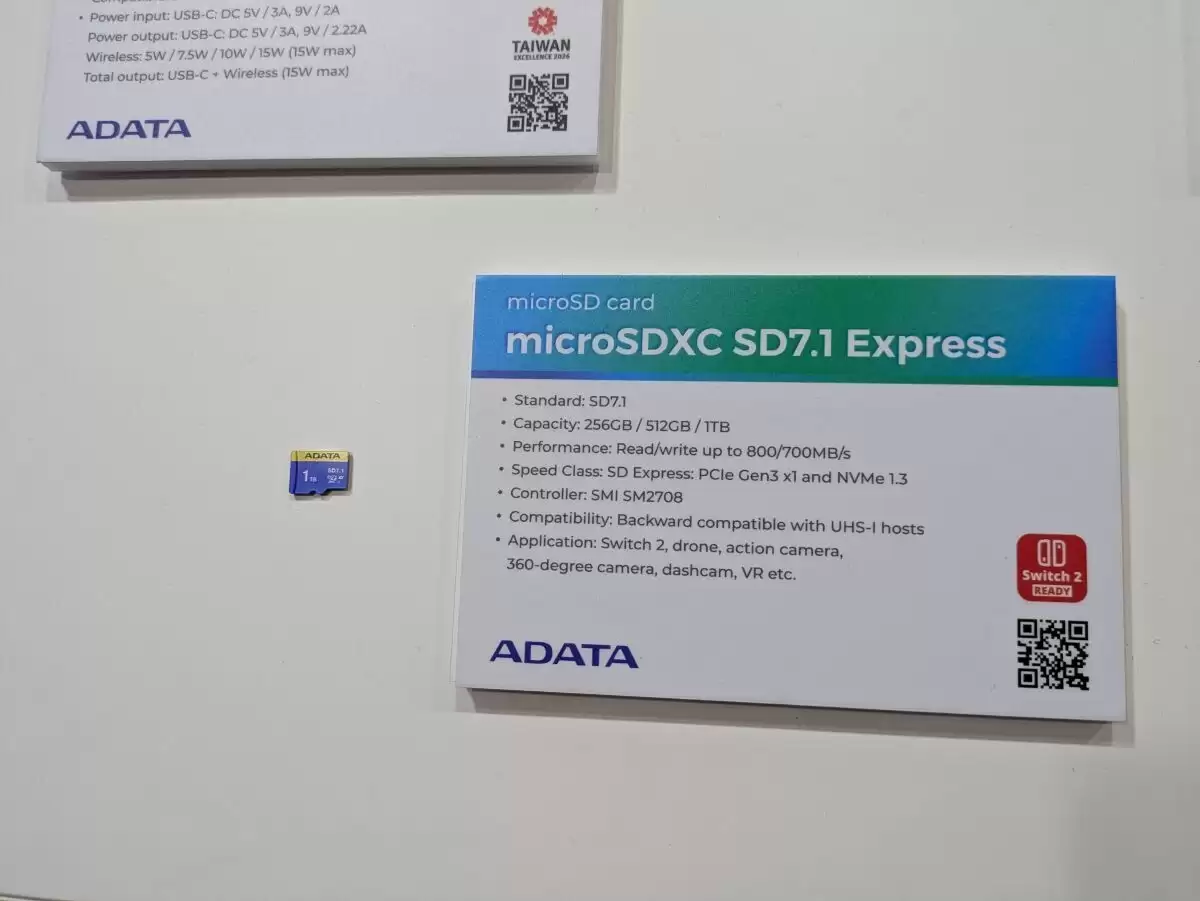 威刚展示 SD 8.0 标准 SDXC 存储卡：顺序读取 1.6 GB/s、写入 1.2 GB/s