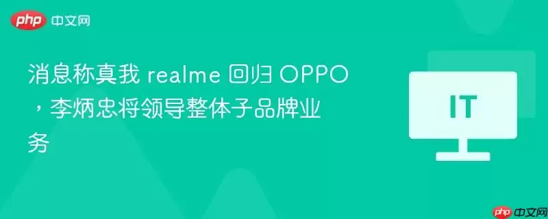 消息称真我 realme 回归 OPPO,李炳忠将领导整体子品牌业务