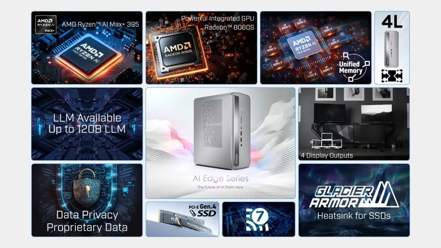 微星推 4 升 AI Edge 迷你主机:AMD Ryzen AI Max+ 395 处理器、128GB 统一内存,126 TOPS 算力