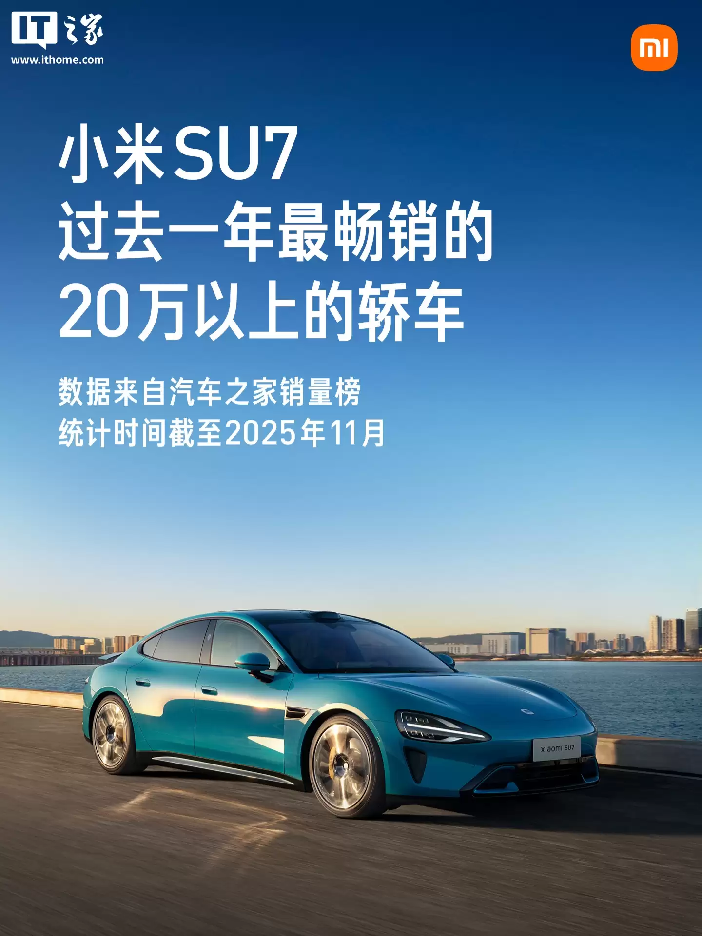 最畅销 20 万元以上轿车:第一代 小米 SU7 交付超 36 万辆,月均超过 1.7 万辆