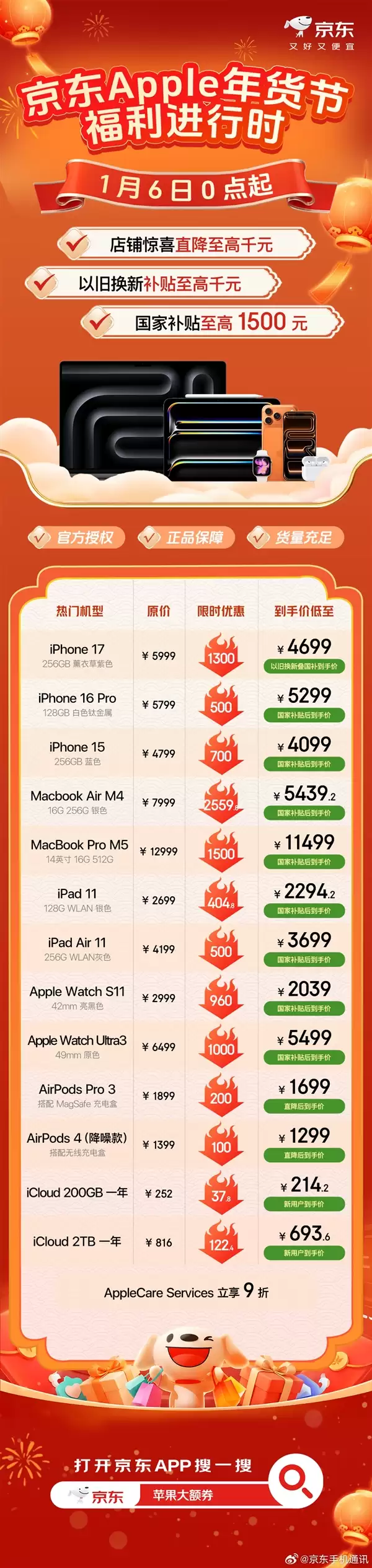 2026年苹果产品首降来了：iPhone 17降价1300元！叠加国补到手价4699元起