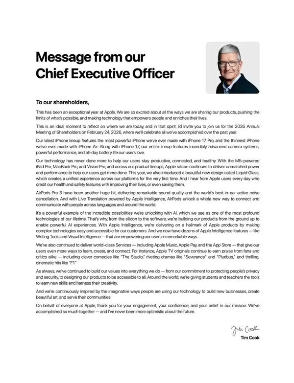 拿到7430万美元年薪!库克发布致苹果股东感谢信:对未来从未如此乐观