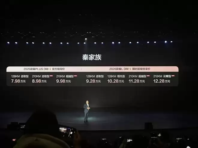 限时7.98万元起！2026款秦L DM-i秦PLUS DM-i长续航版上市