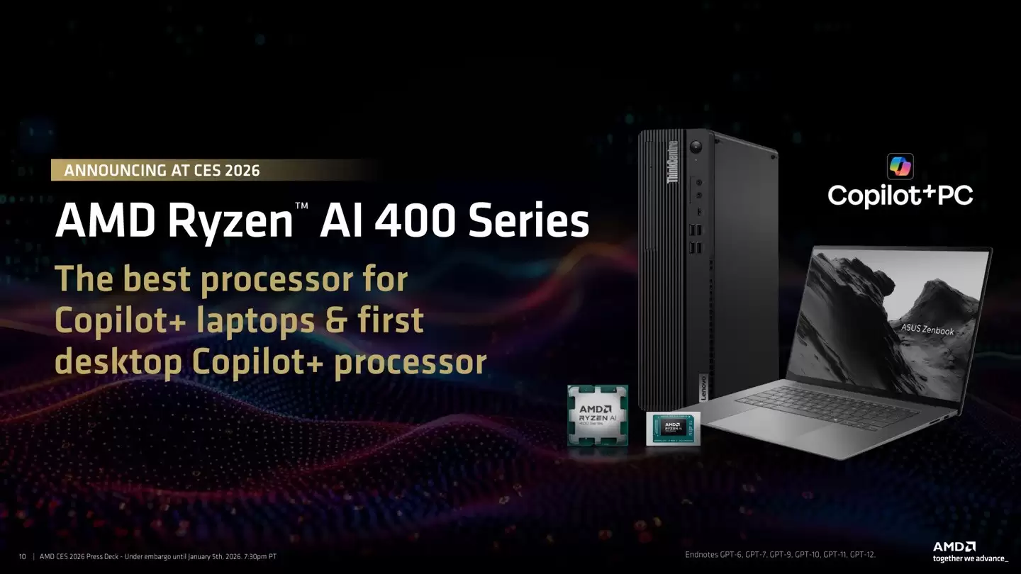 AMD发布锐龙AI 400系列处理器,覆盖移动与桌面平台