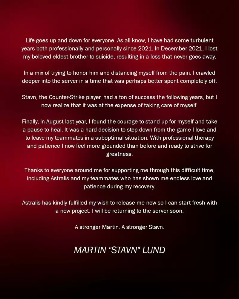 兄长离世后，他用冠军纪念他—stavn含泪回归CS：从低谷到重生