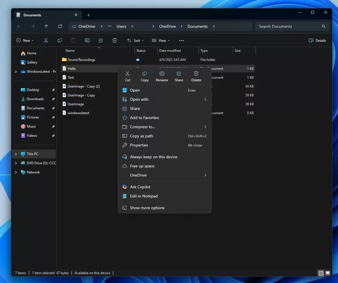 微软 Win11 文件管理器将原生整合 Copilot AI 聊天