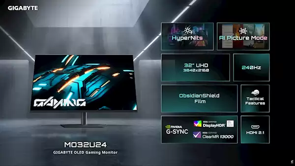 技嘉发布4款OLED显示器:4K、360Hz、带鱼屏全都有
