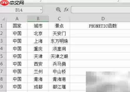 WPS中PHONETIC函数使用技巧