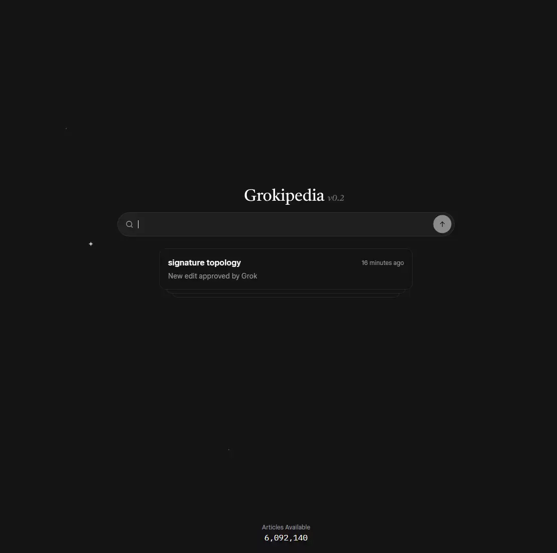 马斯克 AI 百科 Grokipedia 条目数突破 600 万，已达英文维基百科 86%