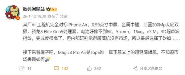 小米Air手机遗憾遭砍:完全对标iPhone Air!5.5mm支持实体卡+eSIM