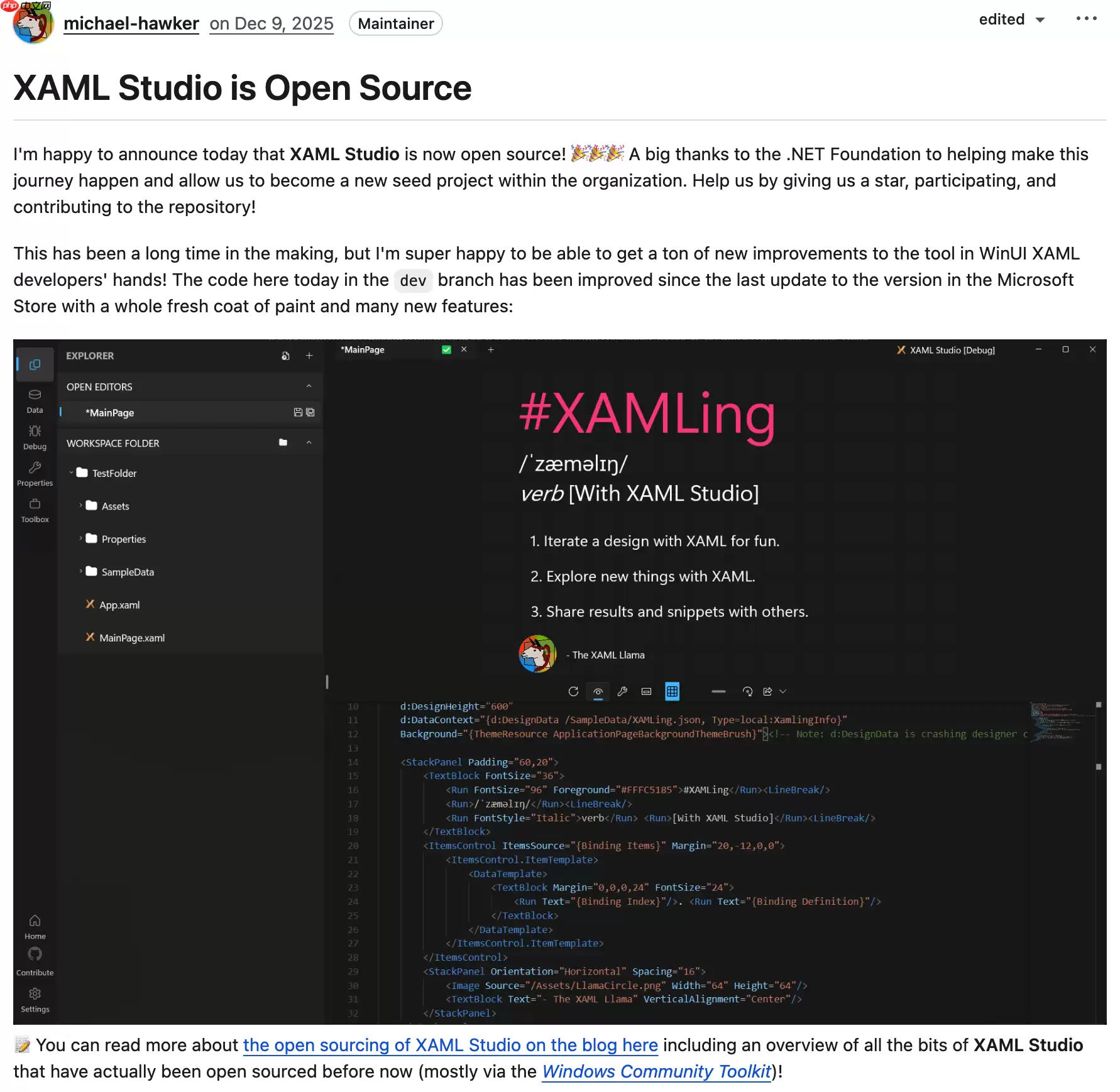 WinUI/XAML原型工具XAML Studio正式开源,并托管至.NET基金会