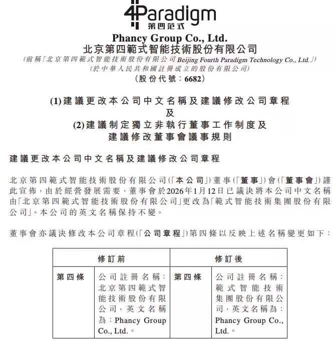 第四范式更名范式智能 2025年前三季度营收增36.8%