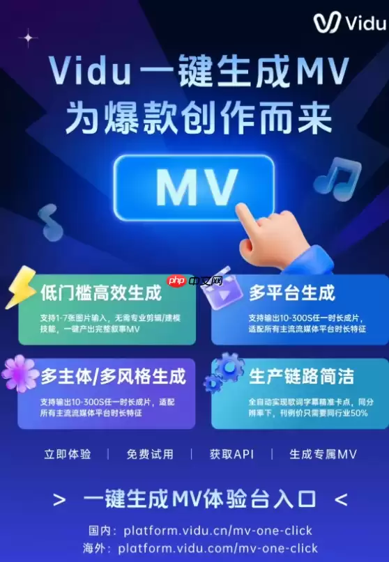 Vidu 发布 AI 一键生成 MV 功能
