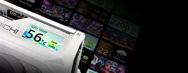 华擎发布RX 9070 XT太极白色版:自带屏幕、16针供电接口