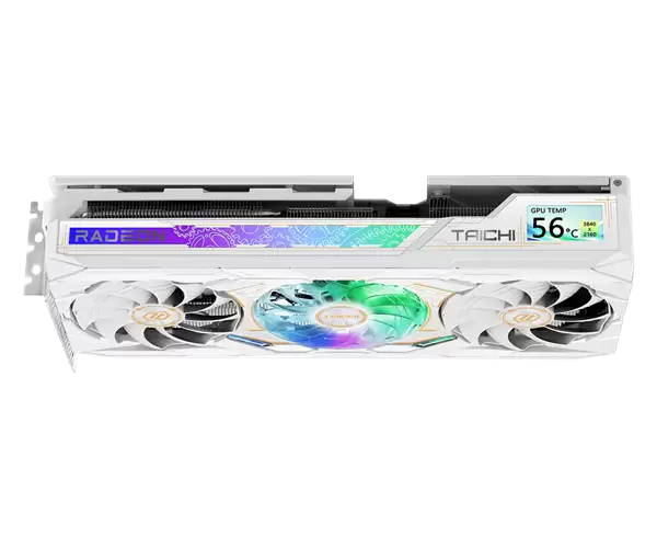 华擎发布RX 9070 XT太极白色版:自带屏幕、16针供电接口