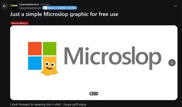 微软强推AI惹众怒：用户怒称Microslop并推出嘲讽浏览器插件