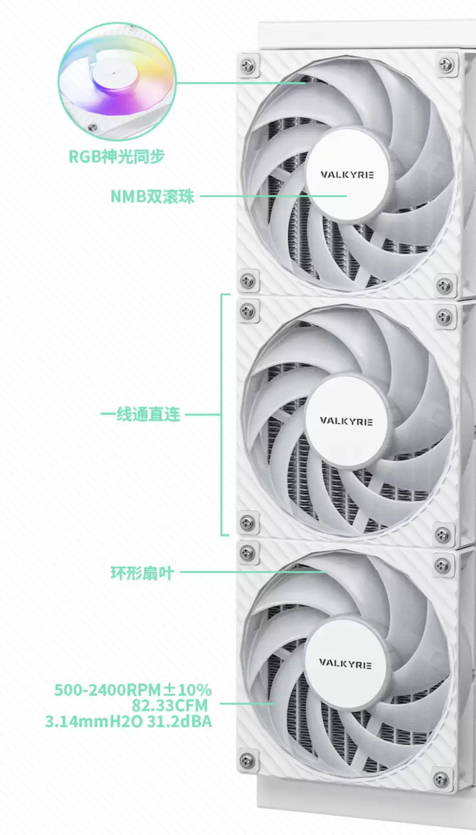 瓦尔基里 N360 WHITE VK 一体式 CPU 水冷散热器上架：6.67 英寸 2K 曲面冷头屏，969 元