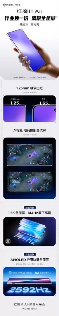 红魔11 Air将发布：6.85英寸无孔悟空屏+骁龙8 Elite+7000mAh电池