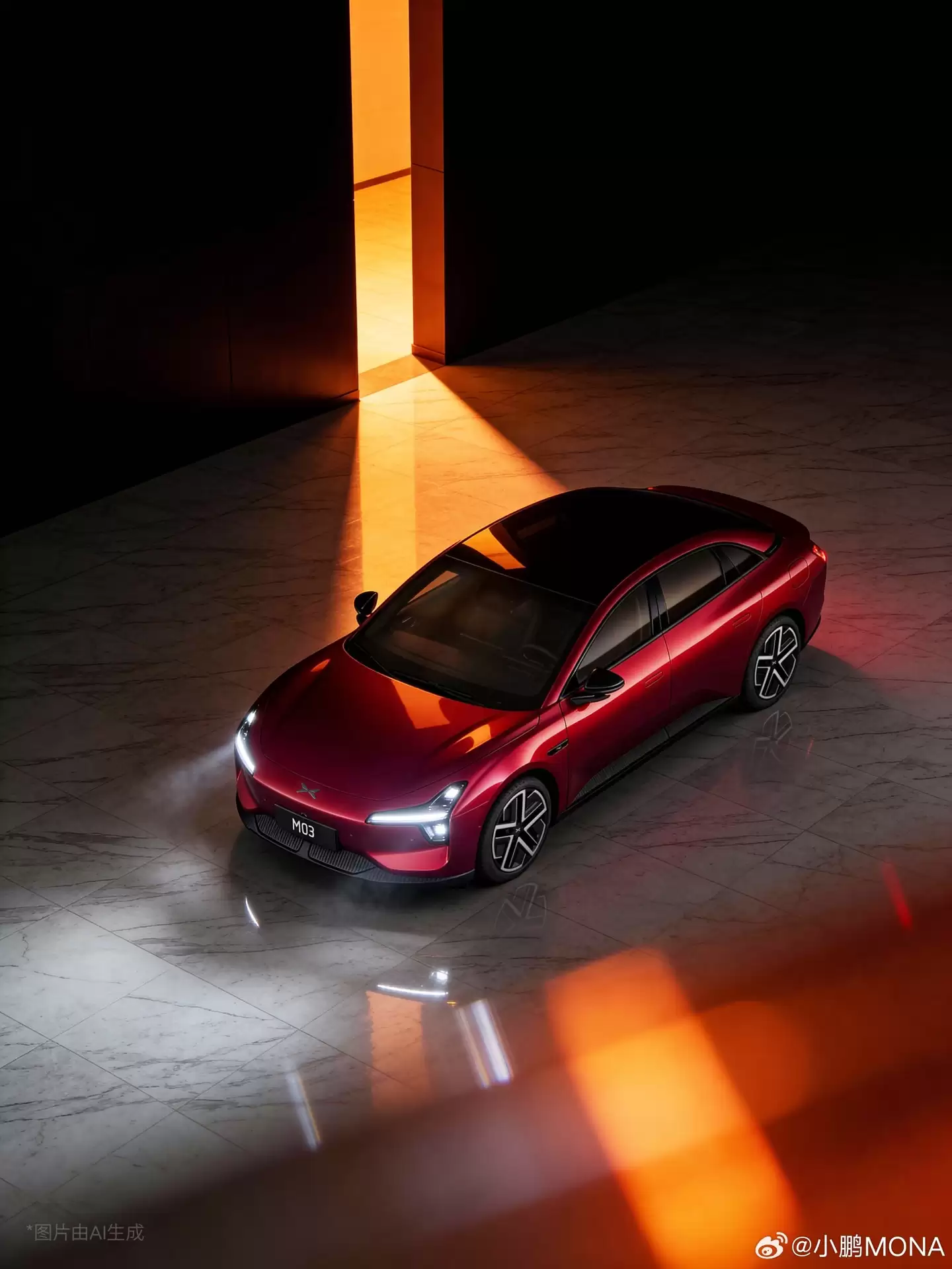 现款 11.98 万-13.98 万元，小鹏 MONA M03 推出官方改色“车厘子红”