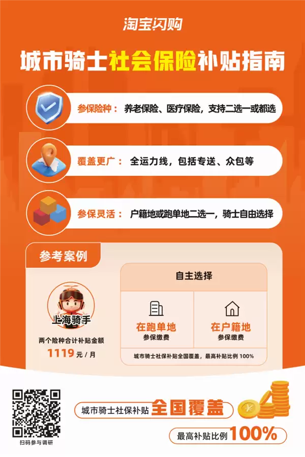 淘宝闪购：养老、医疗保险已完成全国覆盖 城市骑手申请社保补贴最高可100%