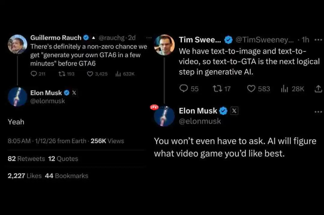 马斯克：AI或让任何人在几分钟内生成《GTA6》