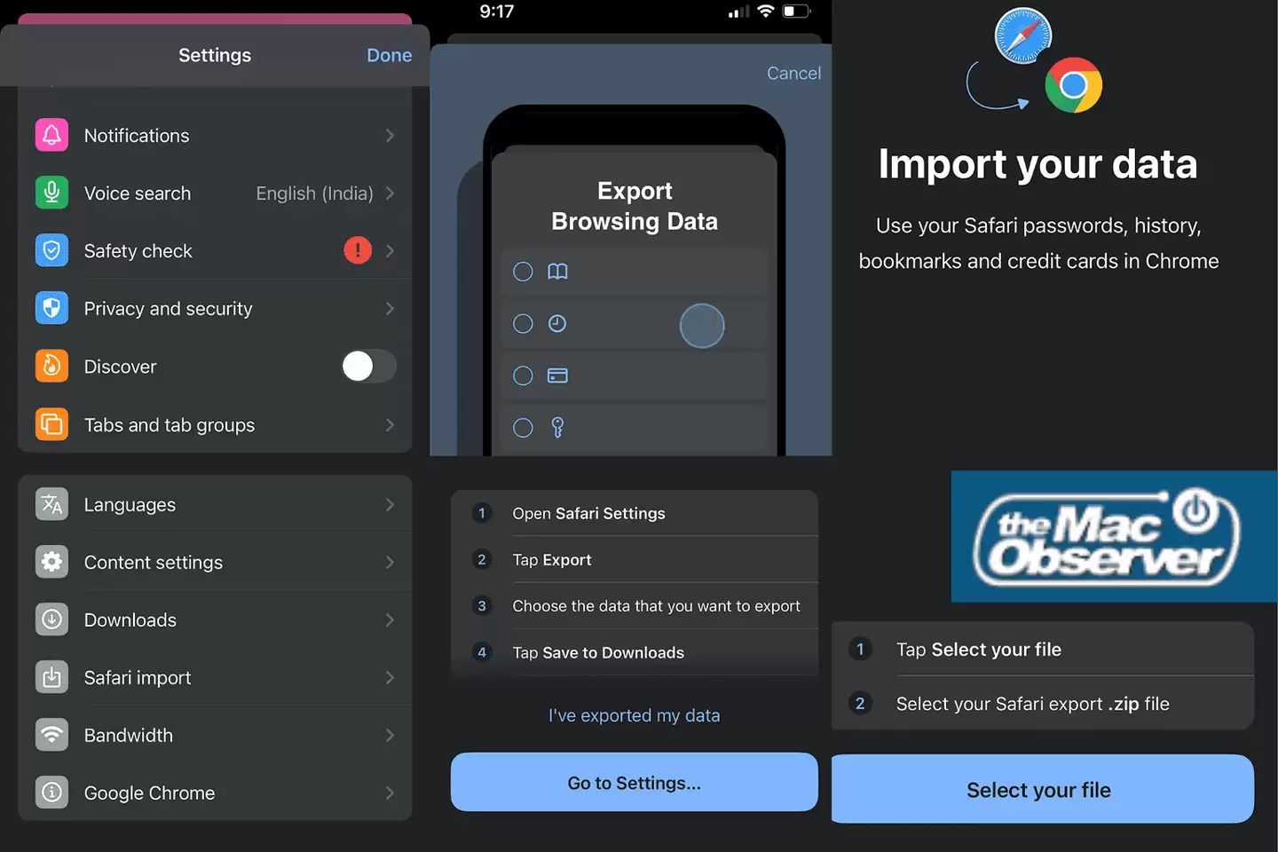 谷歌 Chrome 浏览器 iOS 版将新增导入 Safari 浏览记录、密码、书签功能