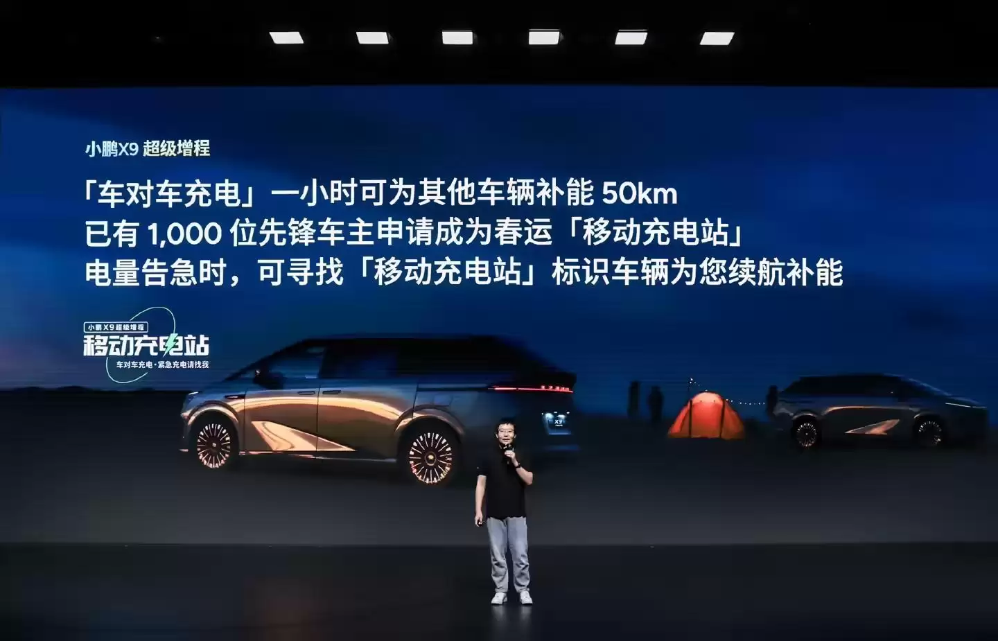 小鹏X9超级增程推出“移动充电站”计划:1000位车主春运路上可提供V2V车对车充电