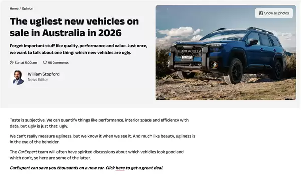 澳大利亚媒体评选最丑的新车：智己L6、奔驰CLA、宝马XM均上榜