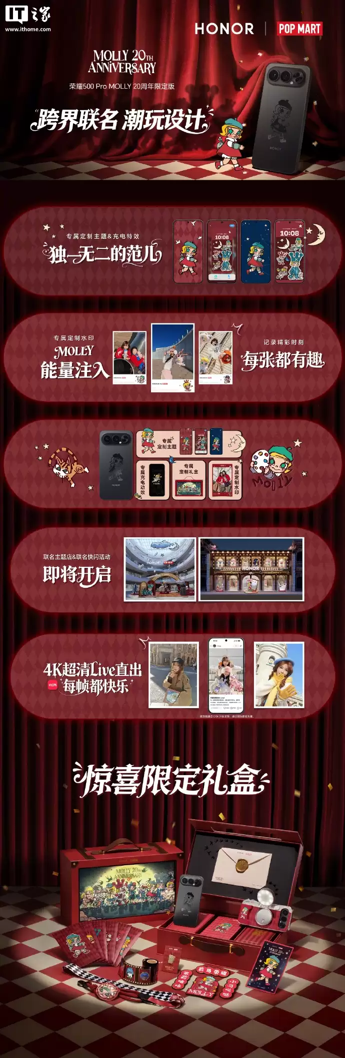 4499 元,荣耀与泡泡玛特推出首款全机定制潮玩手机“荣耀 500 Pro MOLLY 20 周年限定版”