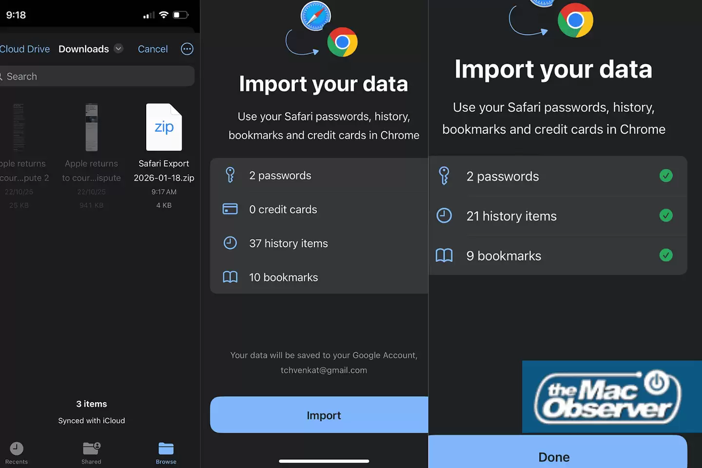 谷歌 Chrome 浏览器 iOS 版将新增导入 Safari 浏览记录、密码、书签功能