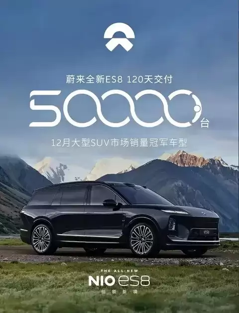 蔚来ES8上市120天交付5万台，创高端SUV新纪录