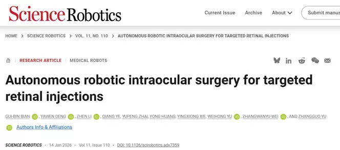 我国成功研制自主显微眼科手术机器人并完成临床验证