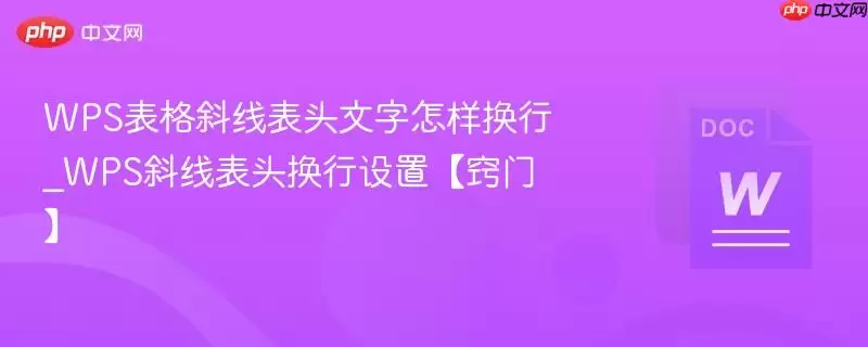 WPS表格斜线表头文字怎样换行_WPS斜线表头换行设置【窍门】