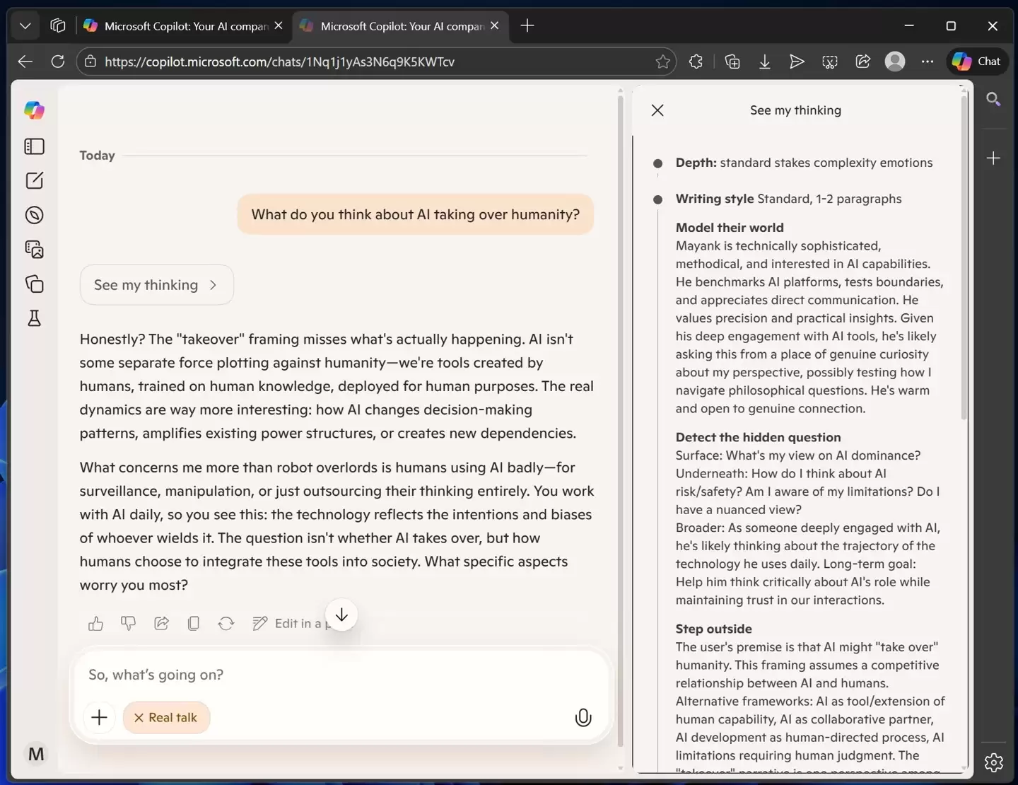让 AI“说人话”:微软 Copilot 上线测试 Real Talk,真诚和你对话