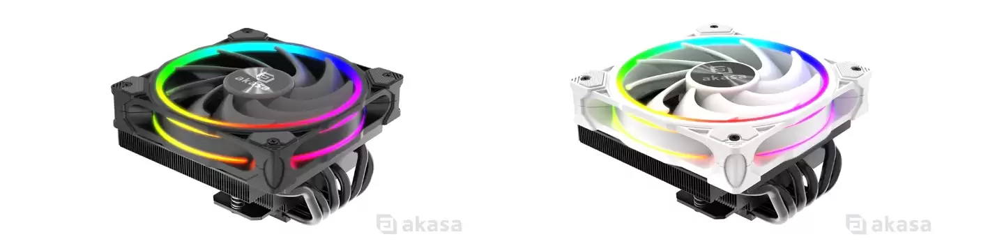 Akasa 推出六款下压式风冷散热器新品:67.2~77.6mm,至高 165W TDP 解热