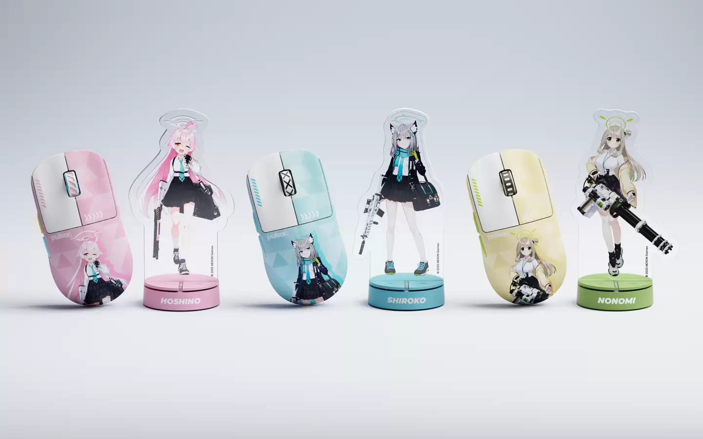 Pulsar 派世推出《蔚蓝档案》联名鼠标,阿拜多斯三角色主题