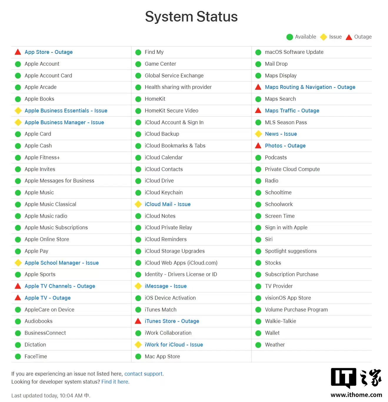 苹果 App Store、Apple TV 和 iTunes 商店出现服务中断,照片应用也受影响