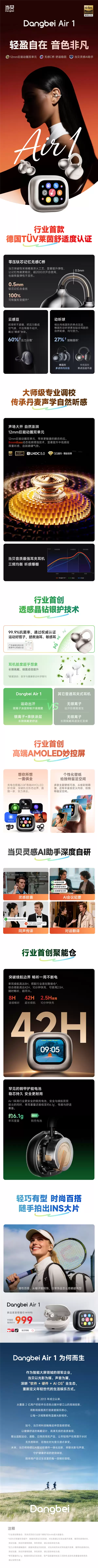 行业首款AI抗菌耳夹式耳机 一图看懂当贝Air+1:999元