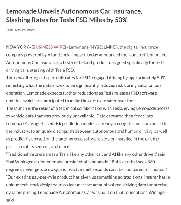 美国特斯拉保费减半：前提是让FSD开