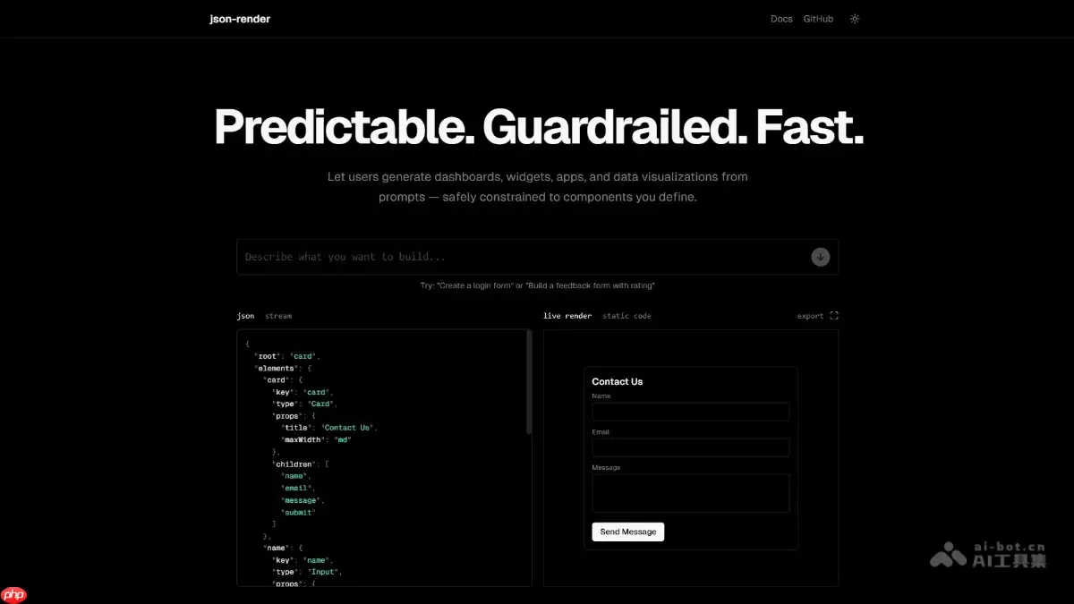 json-render— Vercel开源的AI生成UI渲染可控方案