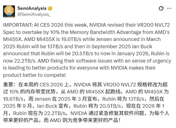被AMD逼急了!NVIDIA下代芯片不敢挤牙膏:带宽飞跃至22.2TB/s