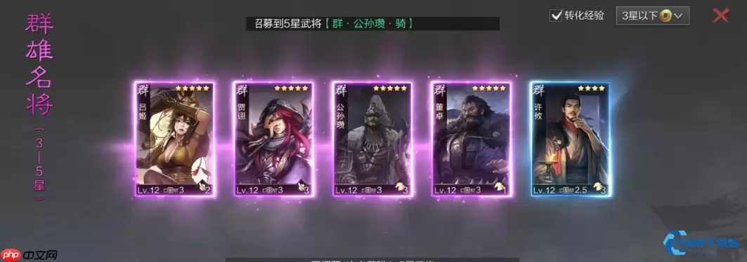 称霸疆场!全五星武将梯队解析与顶级阵容搭配指南