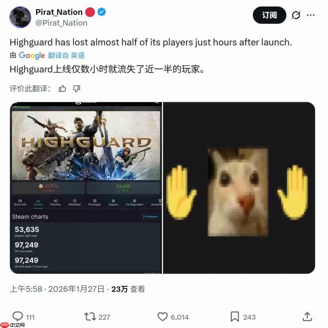 《巅峰守卫》Steam多半差评 上线几个小时流失一半玩家