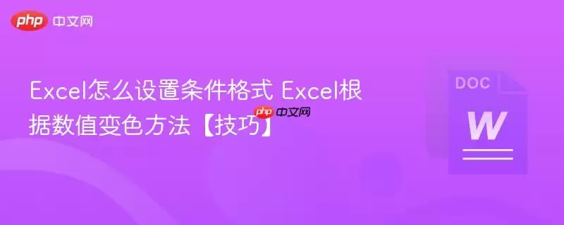 Excel怎么设置条件格式+Excel根据数值变色方法【技巧】