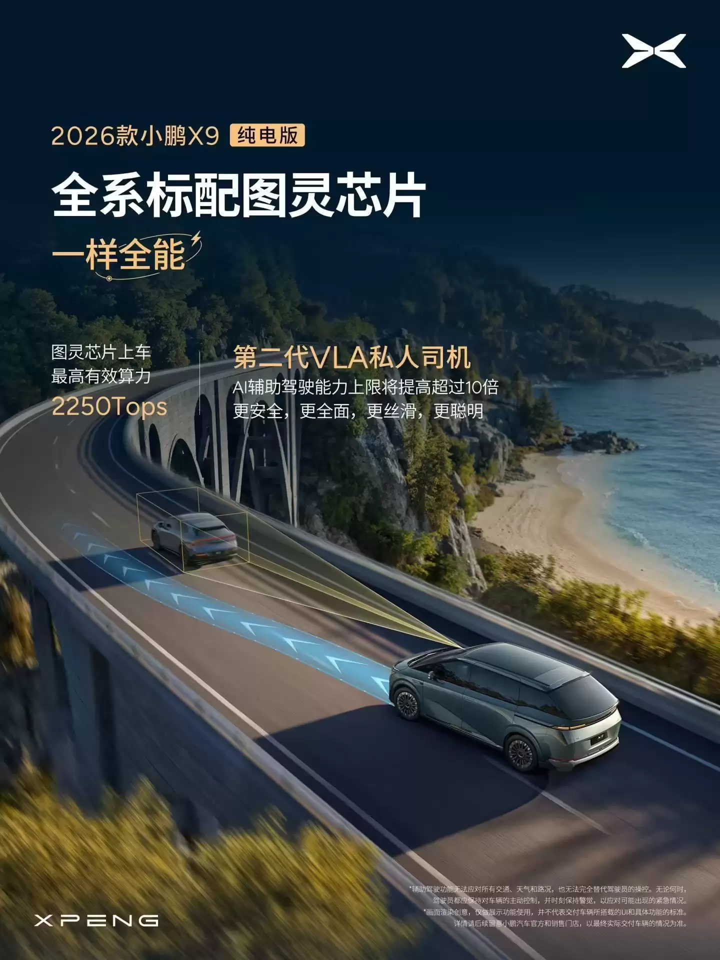 2026款小鹏X9纯电版开启预订，号称全球续航最长5C纯电大七座